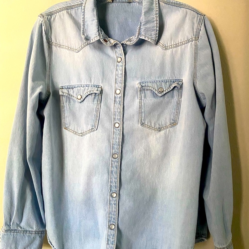 Light wash Denim  long sleeve button up shirt